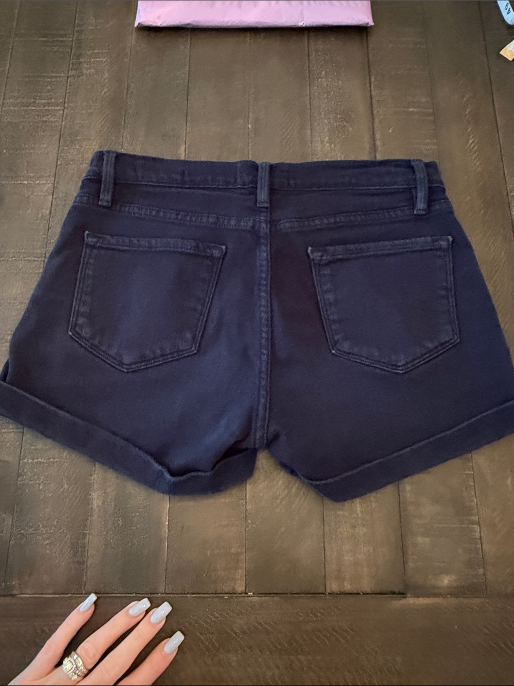 Frame Denim Black Cuffed High-Rise Jean Shorts - Picture 4 of 11